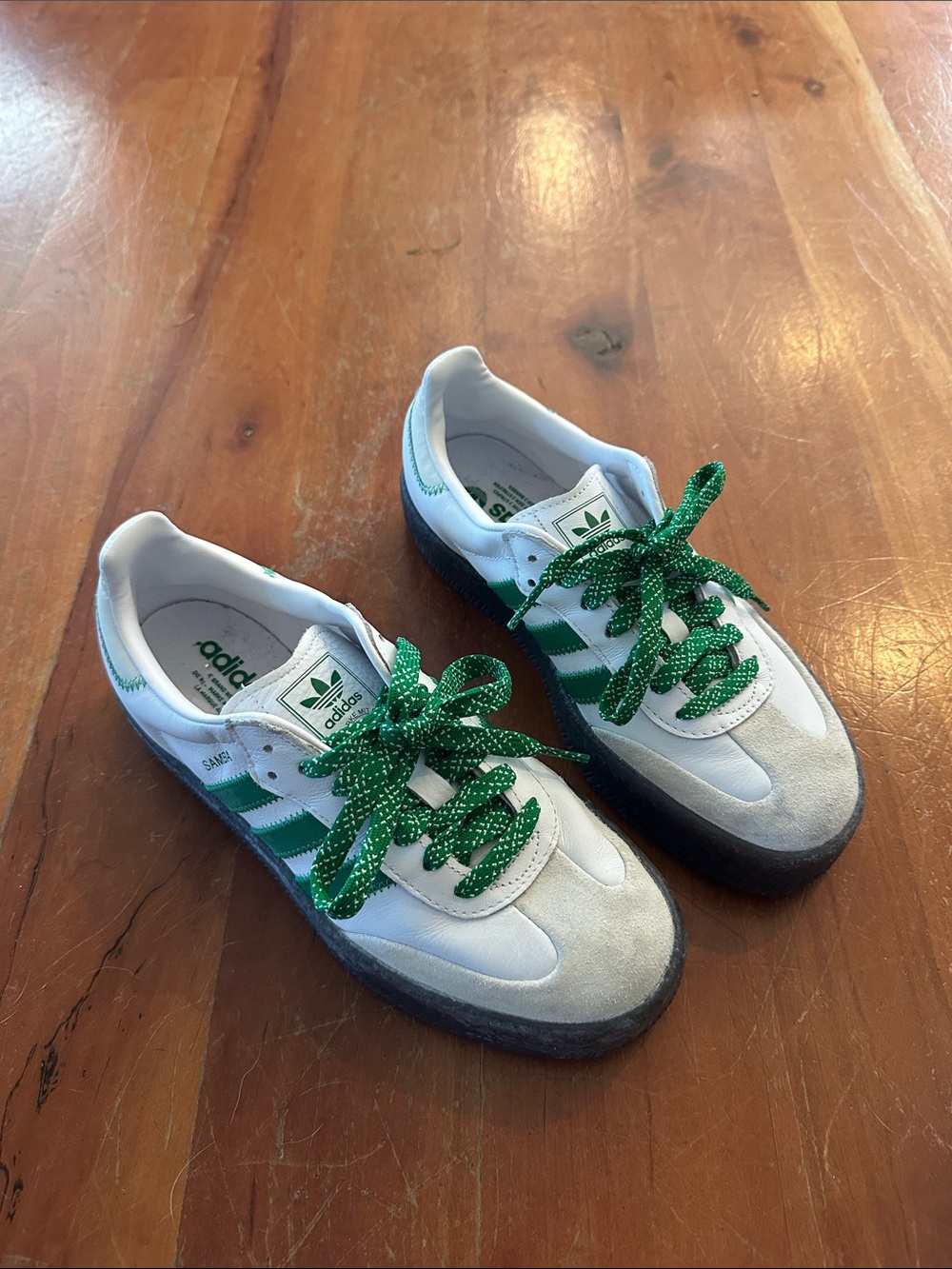 adidas womens White and Green Low-Top Sneakers